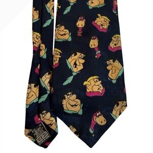 Vintage Flintstones Tie Fred Barney Dino 90s Novelty Y2K Dopamine Dadcore